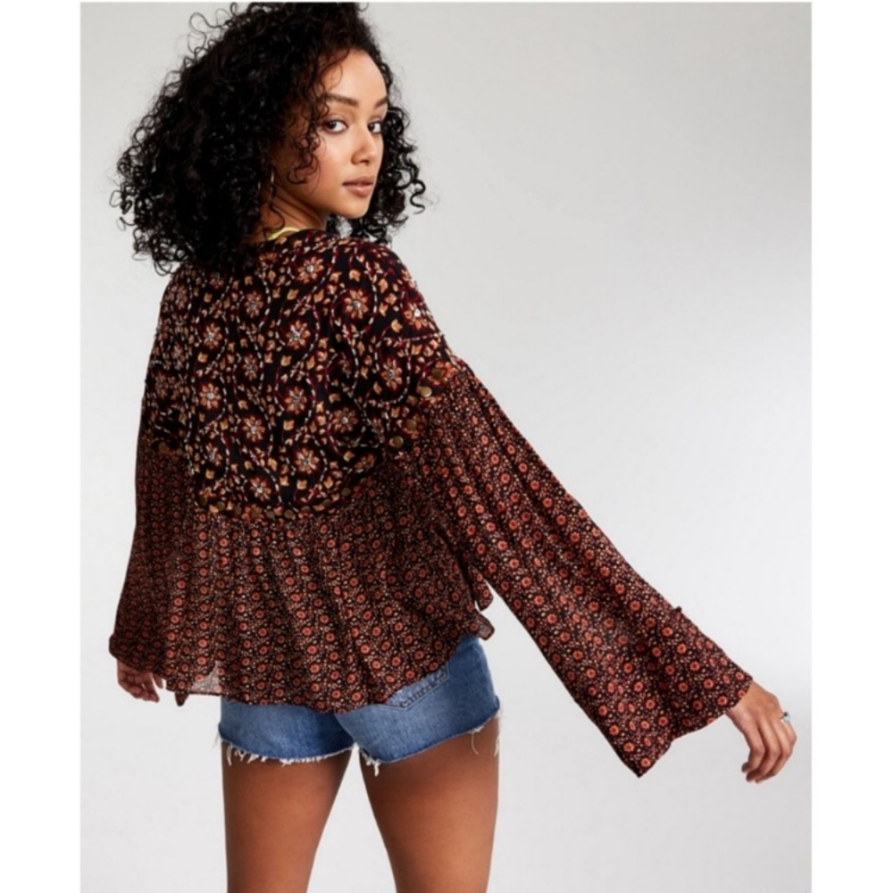 NEW Free People Malia Embellished Babydoll Jacket Top Blouse Extra‎ Small 💖